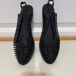 Woven Jelly Slingback Flats in Black